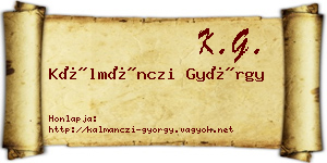 Kálmánczi György névjegykártya